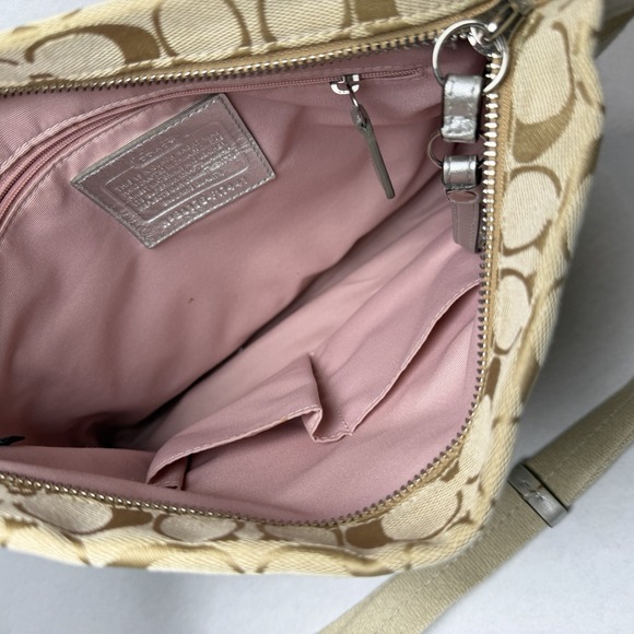 Coach Y2K Khaki Logo Color Block Stripe Crossbody Bag F17441 Adjustable Strap - Picture 11 of 12